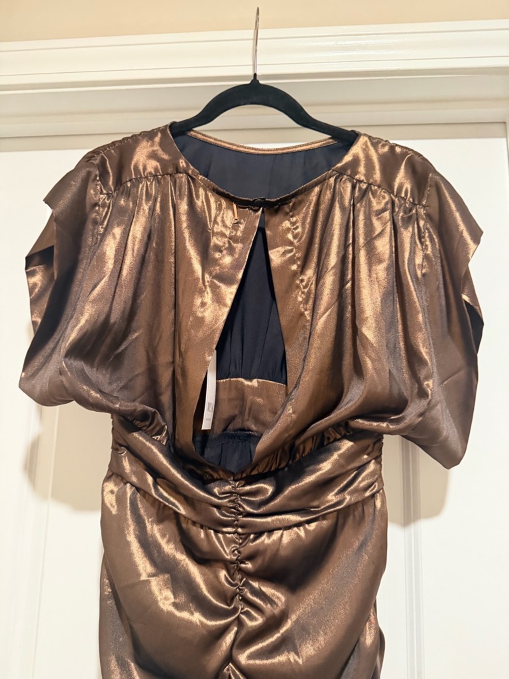 NWT MISA Los Angeles Charlize Midi dress women's size XS Bronze open back - Picture 7 of 12